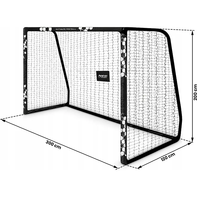 Ворота футбольные Neo-Sport Hexagon NS‑472 300 х 200 х 120 см, черные