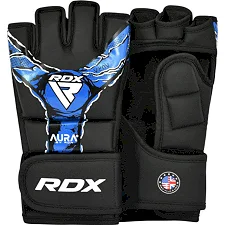 Тренувальні рукавиці RDX GRAPPLING GLOVES NEW AURA F17 чорний, синій