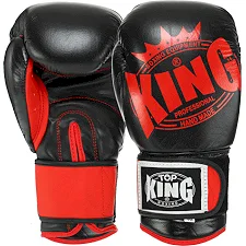 Перчатки для бокса кожаные TOP KING TK0363 12-14унций (Черный-красный)