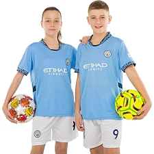Футбольна форма дитяча із символікою клубу MANCHESTER CITY HAALAND 9 домашня 2025 SP-SPORT CO-4620 20-30 (Блакитний-білий)