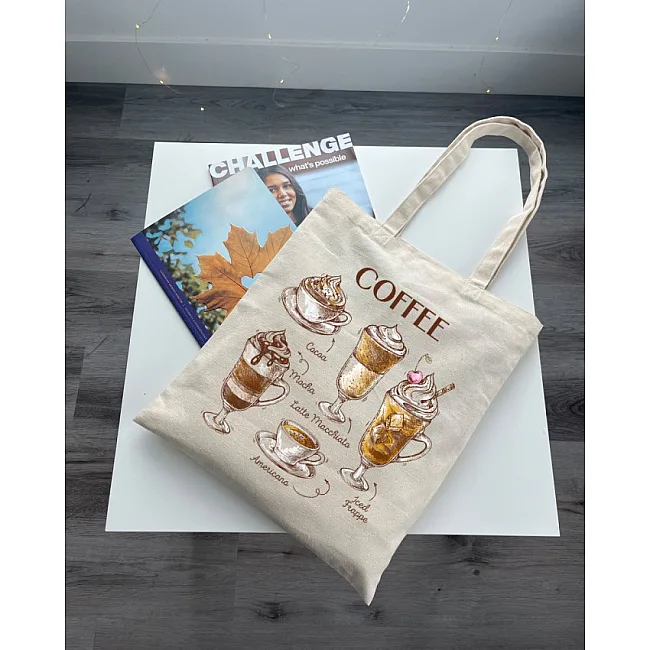 Экошопер BookOpt BK4067 "But first Coffee" бежевый
