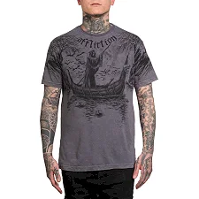 Футболка мужская AFFLICTION River Styx Charcoal Lava Wash