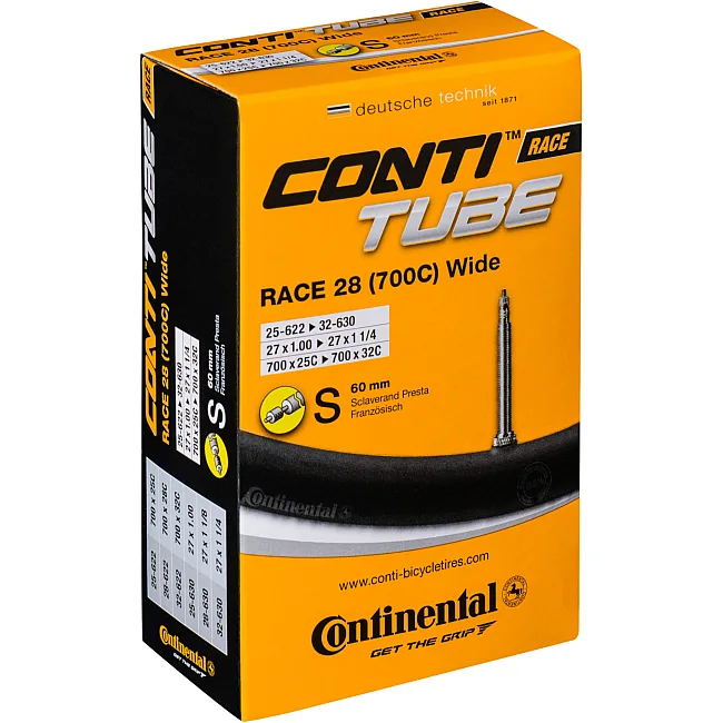 Камера для велосипеда CONTINENTAL Race Tube Wide 28" S60 RE, 25-622 -> 32-630, 125 г