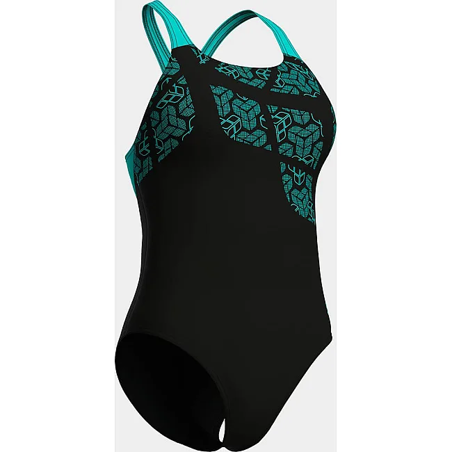Купальник закрытый для женщин Arena KIKKO SWIMSUIT SWIM PRO BACK черный, бирюзовый (для женщин)