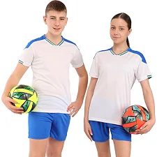 Дитяча футбольна форма комплект футболка та шорти LINGO LD-5034T (Білий-синій)