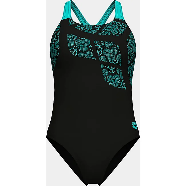 Купальник закрытый для женщин Arena KIKKO SWIMSUIT SWIM PRO BACK черный, бирюзовый (для женщин)