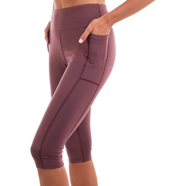 Лосины леггинсы спортивные женские короткие (3/4) LINGO LD-L3012 (Бордовый)