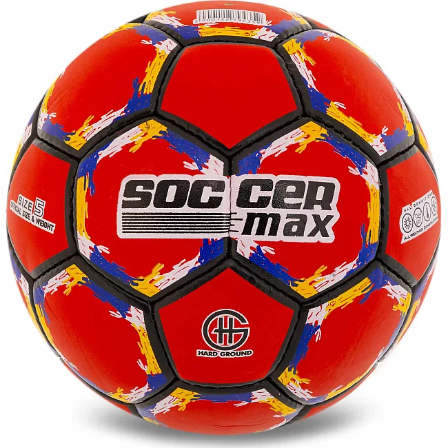 Футбольний м'яч SOCCERMAX FB-6525 №5 PU (Червоний)