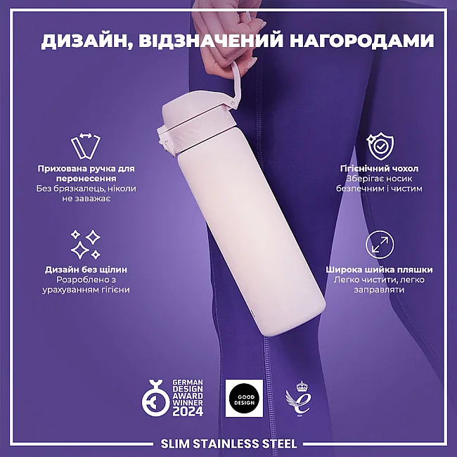 Бутылка для воды металлическая ION8 600 мл. Stainless Steel , Lilac Dusk