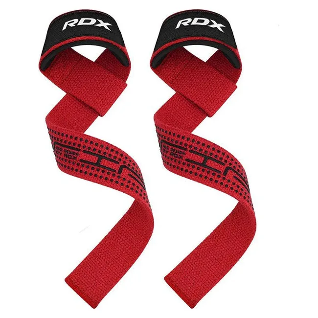 Лямки для тяги RDX S4 Gym Cotton Gel Straps Red Plus