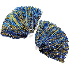 Помпони матові для танців із захватами-кільцями SP-SPORT Pom-Poms C-0838 2шт (Золотий-синій)