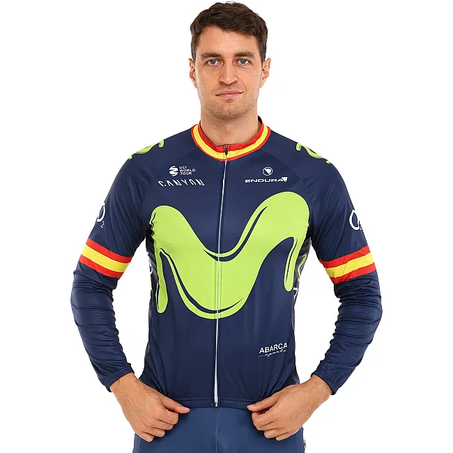 Велоформа демисезонная джерси с длинным рукавом и штаны SPOINT MOVISTAR R-35