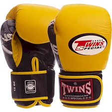 Перчатки для бокса кожаные TWINS CLASSIC 0269 10-16унций (Желтый-черный)