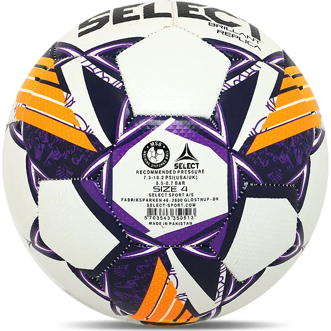 Футбольный мяч
 детский SELECT BRILLANT
 V24 BRILLANT-REP-4WV №4 (Белый-фиолетовый)