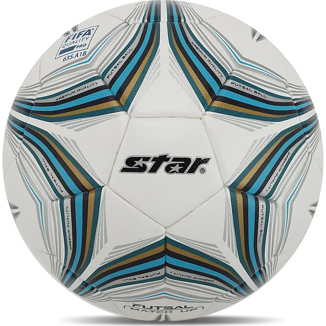 Мяч футзальный STAR MATCH UP FIFA FB514FTB №4 (Белый-голубой)