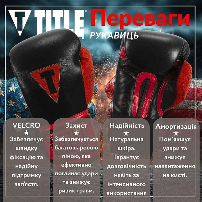Боксерские перчатки TITLE Boxing All Heart Bag Gloves 2.0 Black/Red (бинты 4м. в комплекте)