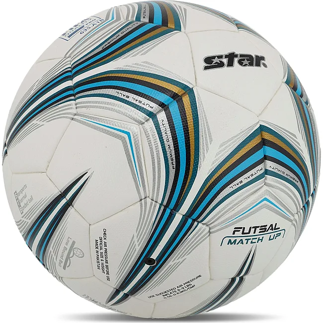 Мяч футзальный STAR MATCH UP FIFA FB514FTB №4 (Белый-голубой)