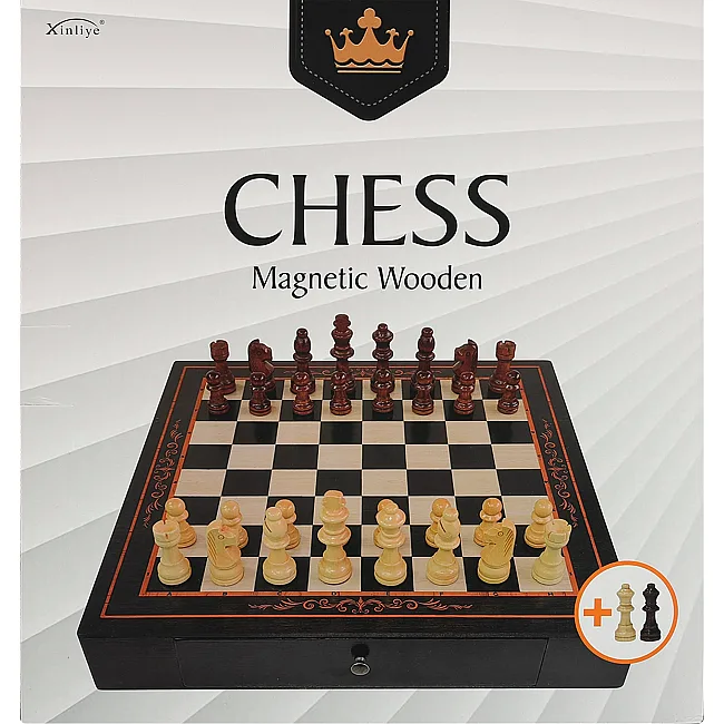 Шахматы
 деревянные на магнитах Xinliye W3302M
 30см x 30 х 2,5 см