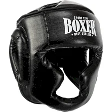 Тренувальний шолом для боксу штучна шкіра BOXER NEW 2036-N (Чорний)
