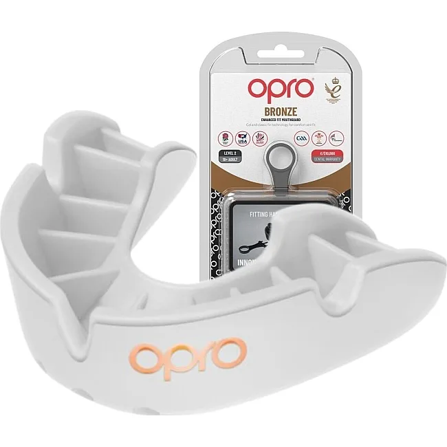 Боксерская капа OPRO Bronze взрослая (возраст 11+) White