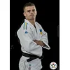 Кимоно для дзюдо Adidas Champion 2 с лицензией IJF (белый/сине-желтые полосы, J-IJF-SMU)