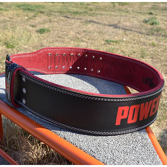 Пояс для пауэрлифтинга POWER SYSTEM PS-3830 Beast кожаный Black/Red