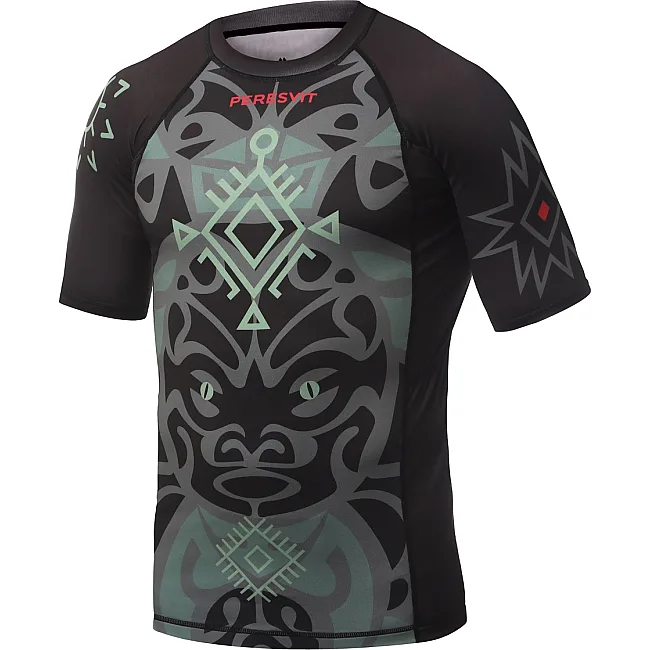 Рашгард із коротким рукавом PERESVIT Maori Black Military Green