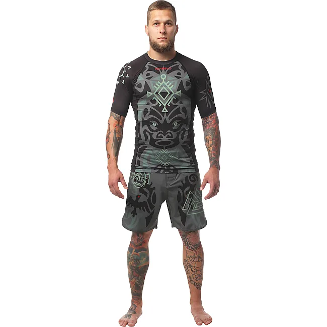 Рашгард із коротким рукавом PERESVIT Maori Black Military Green