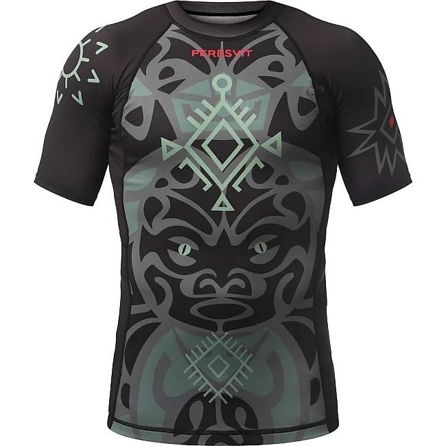 Рашгард із коротким рукавом PERESVIT Maori Black Military Green