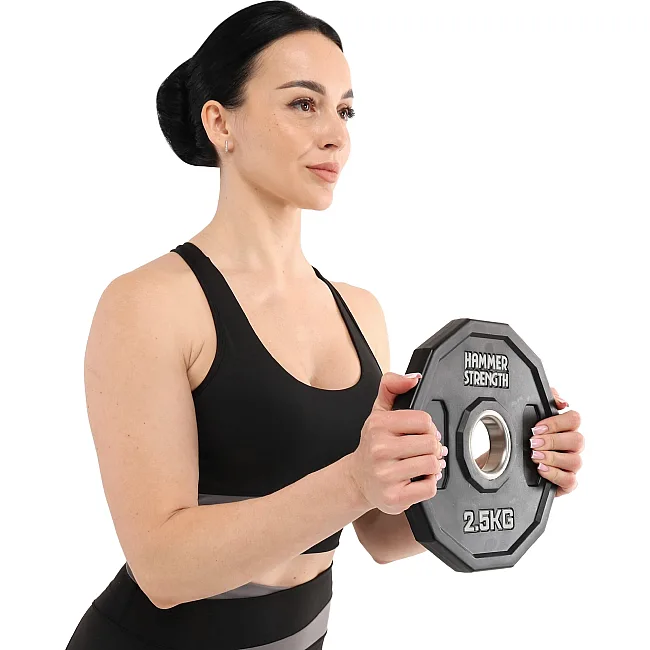 Млинці диски поліуретанові 2 Handle металева втулка HAMMER STRENGHT TA-9986-2_5 (Чорний)