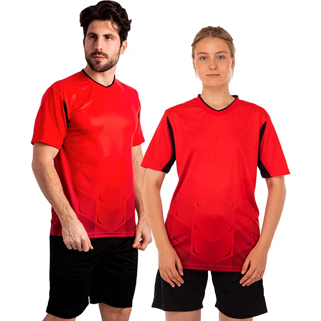 Футбольна форма комплект футболка та шорти SP-SPORT Rhomb 11-F (Червоний-чорний)