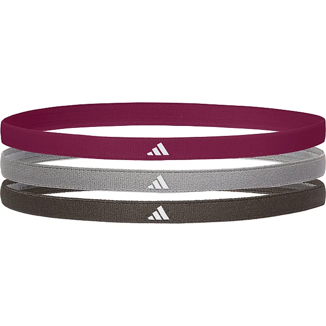 Повязки на голову Adidas Hairbands 3pk черный, серый, бордовый