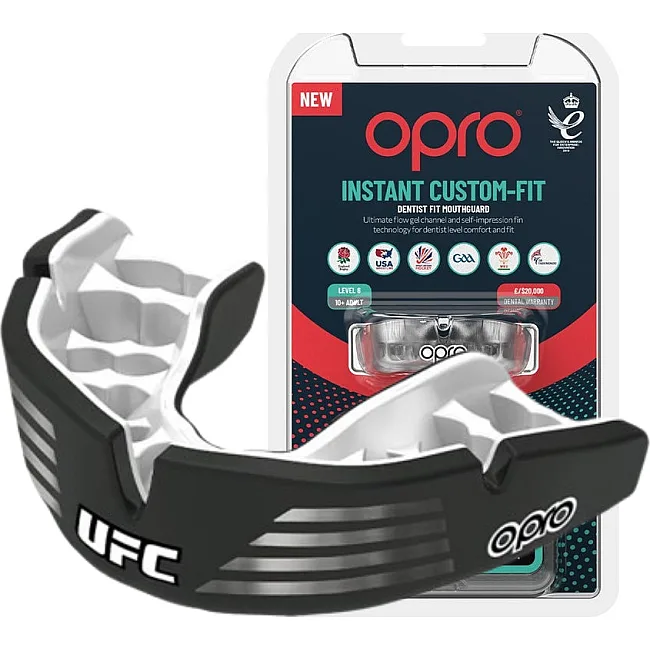 Капа для бокса OPRO Instant Custom-Fit UFC взрослая (возраст 11+) Silver/Black (art.102529002)