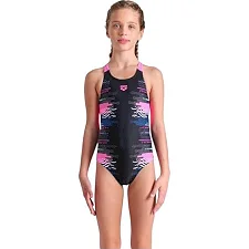 Купальник для девочек Arena RHYTHM SWIMSUIT V BACK L черный, розовый