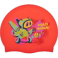 Шапочка для бассейна силиконовая юниорская MADWAVE Junior MAD BOT M057915 (Красный)