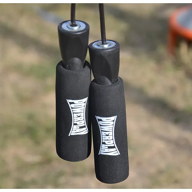 Скоростная скакалка POWERPLAY 4211 X ROPE с утяжелителем (120г*2) Черная (3м.)