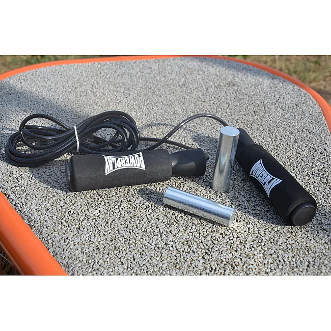 Скоростная скакалка POWERPLAY 4211 X ROPE с утяжелителем (120г*2) Черная (3м.)
