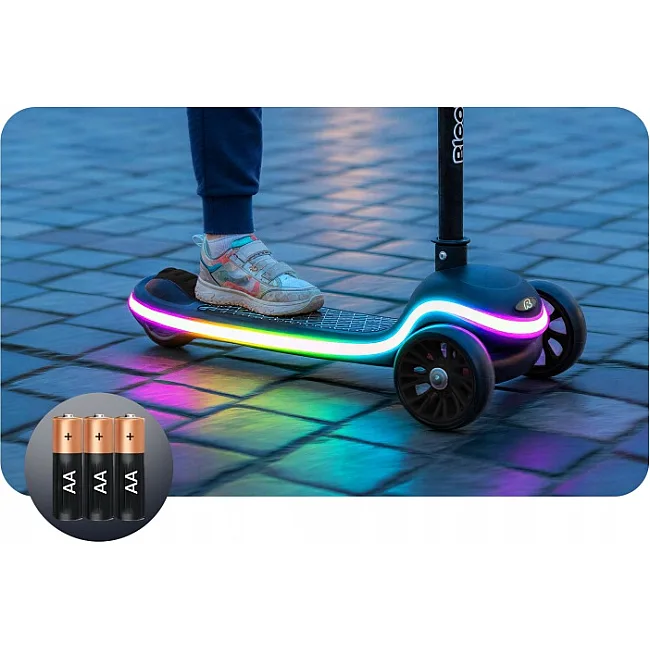 Детский самокат трехколесный Ricokids Leddi черный