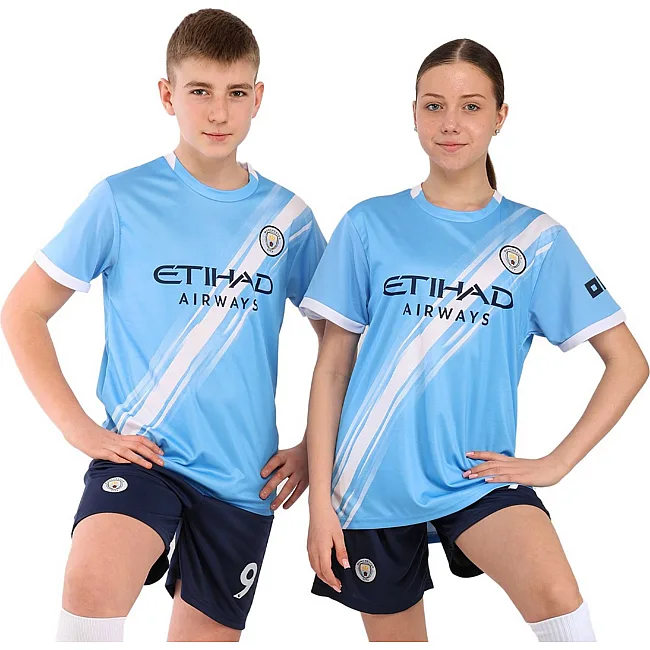 Футбольна форма дитяча із символікою клубу MANCHESTER CITY HAALAND 9 домашня 2026 SP-SPORT CO-617 (Блакитний-білий)