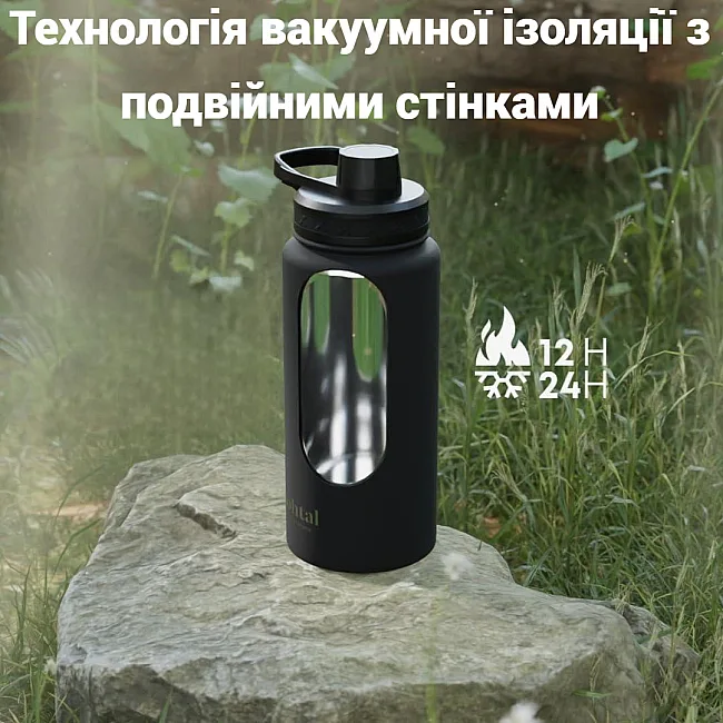 Бутылка для воды металлическая с двойной вакуумной изоляцией Bohtal Insulated Bottle 960 ml/32 oz Black Batman