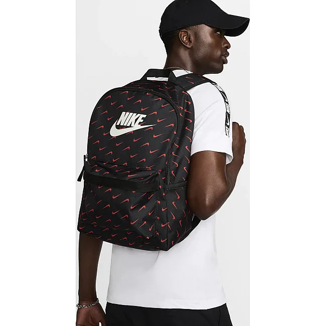 Рюкзак Nike NK HERITAGE BKPK-SWOOSH DROP 25L черный, красный 43 х 30.5 х 15 см