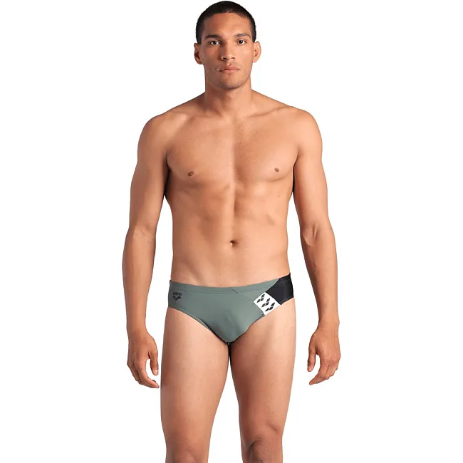 Плавки-слипы для мужчин Arena STRIPE SWIM BRIEFS оливкй, черный