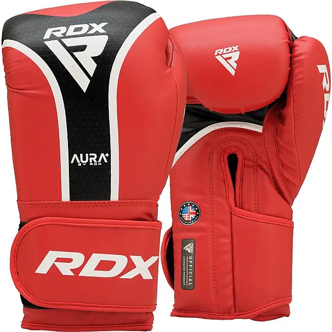 Боксерские перчатки RDX AURA PLUS T-17 Red/Black (капа в комплекте)