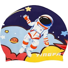 Детская шапочка для плавания YINGFA K0012 (Черный-голубой)