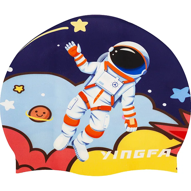 Детская шапочка для плавания YINGFA K0012 (Черный-голубой)