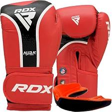 Боксерские перчатки RDX AURA PLUS T-17 Red/Black (капа в комплекте)