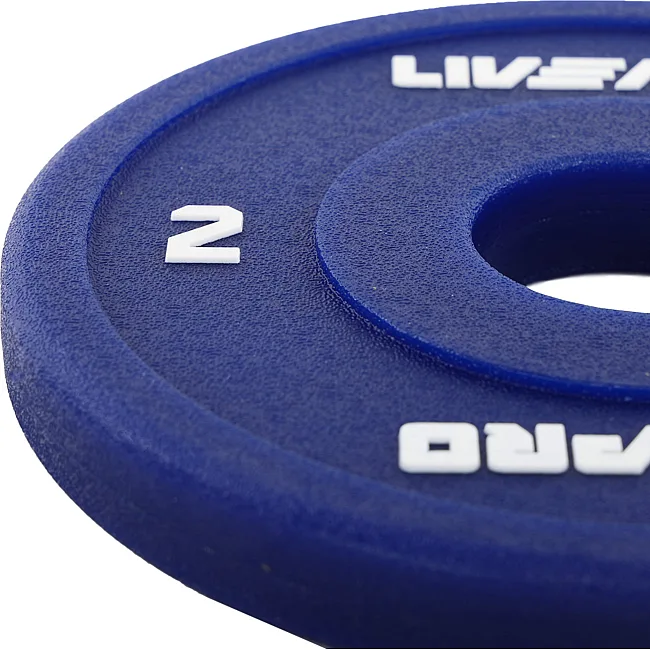 Диск для штанги полиуретановый
 LiveUp LP8028-2 ø50мм 2кг
