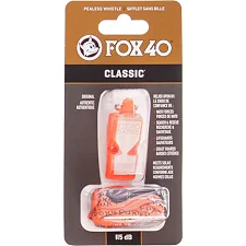 Свисток спортивный судейский пластиковый со шнурком CLASSIC FOX40-CLASSIC (Оранжевый)