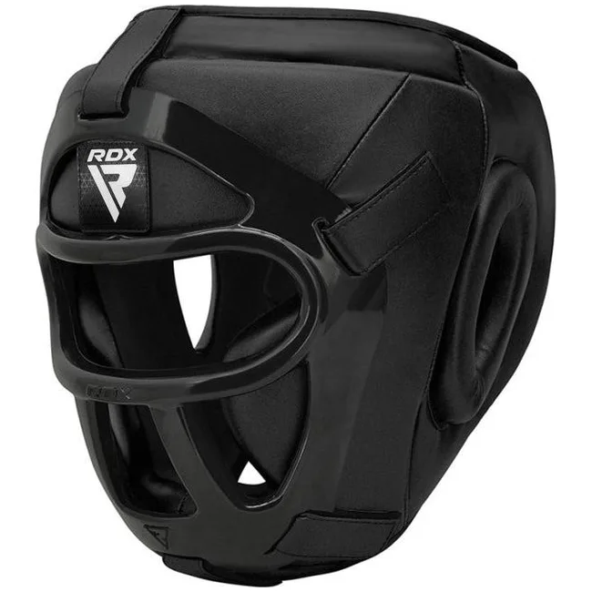 Боксерський шолом RDX T1 Grill Full Black (капа у комплекті)