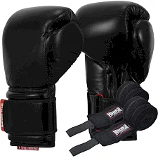 Боксерские перчатки TITLE Boxing Ko-Vert Black (бинты 4м. в комплекте)